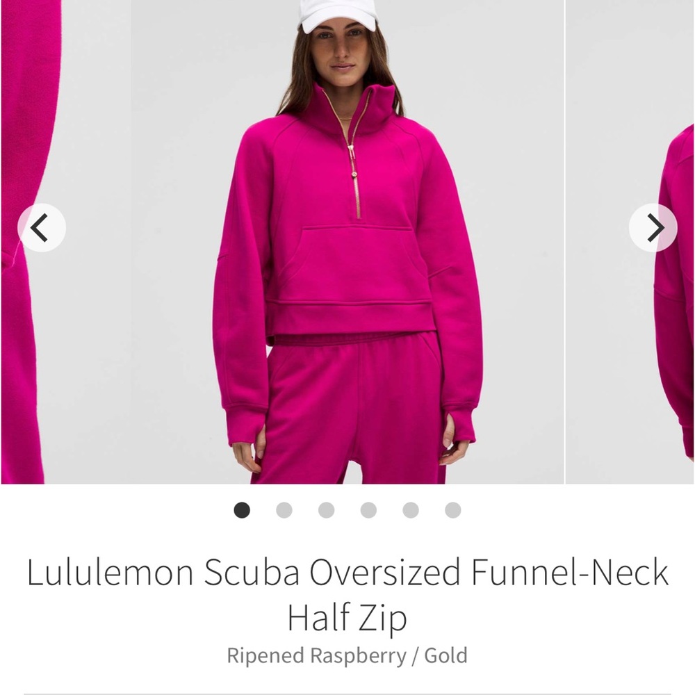 Lululemon Scuba Oversized Funnel Neck Half-Zip Ripened Raspberry Gold Sz XS/S